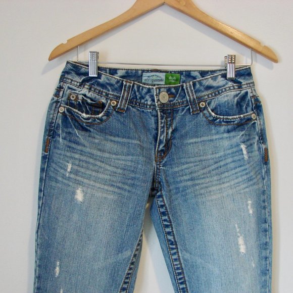 Aeropostale Jeans Bayla Skinny Straight Distressed Size 3 / 4 Tall 30" Inseam - Picture 3 of 15